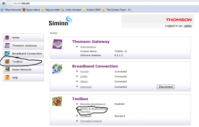 Skrifið eða Límið það sem stóð á cmyip.com og ýtið á enter þá kemur upp Router síðan skráðu þig inn ef þú veist ekki Notendanafnið og/eða Lykilorðið spurjið þið hann sem er með netið ykkar t.d.Síminn Vodafone eða Tal. Smelltu á Game &amp; Application Sharing eða Toolbox